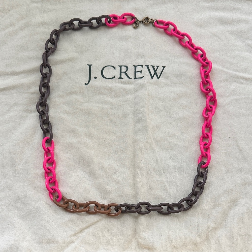 J. Crew Vibrant Pink and Brown Necklace